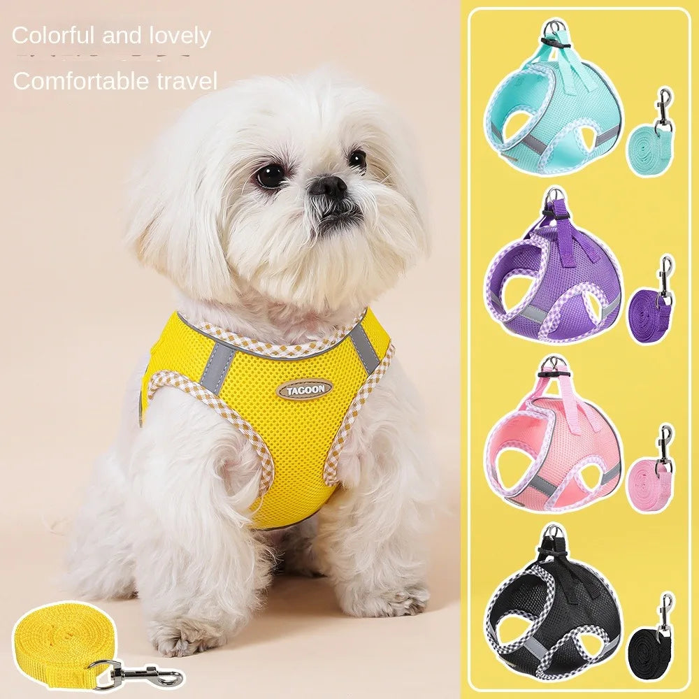 Pet Supplies Reflective Dog Harness Leash Adjustable Anti Escape Puppy Cat Harness Breathable No Pull Pet Harness Cat