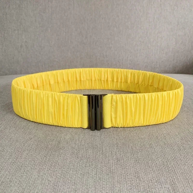 Colorful Women Elastic Band Wide Belts Simple Down Coat Waist Belt Female Buckle Black Strap Dress Decoration Accessories