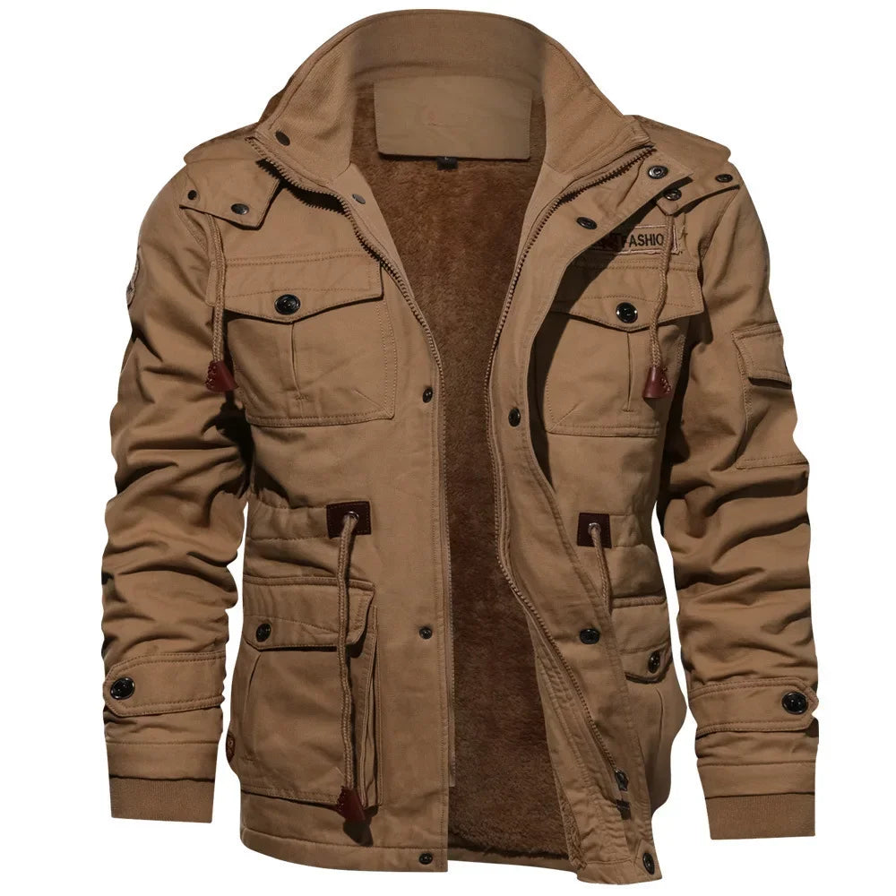 Men's Autumn and Winter Thick Jacket Men's Casual Warm and Cold Resistant Loose Full Zipper Cardigan Jacket Men's Jacket