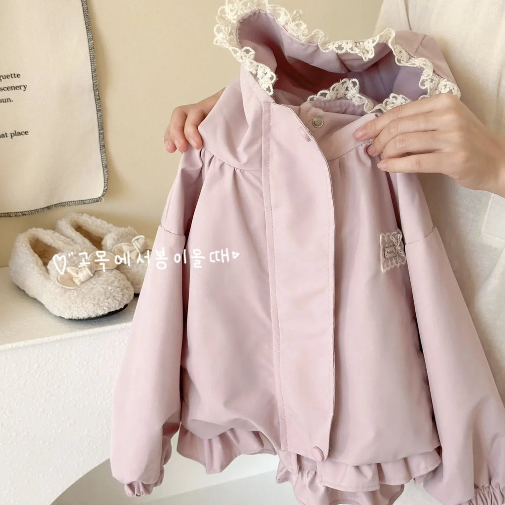 Girls Windproof Jacket Spring Autumn New Style Children's Hooded Coat Stylish Outdoor Clothing for Kids