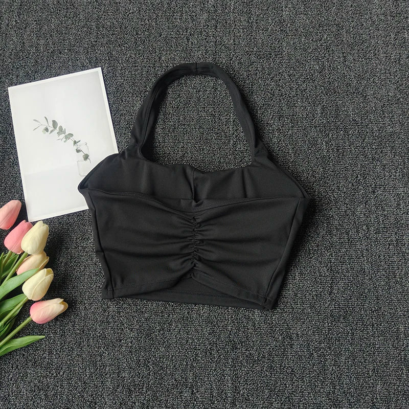 Sports Vest for Women Wearing Chest Pad Shockproof Fitness Bra with Neck Halter Fast Drying Beautiful Back Yoga Underwear Summer