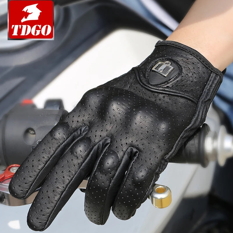 Summer Motorcycle Breathable Gloves Men Women Moto Leather Carbon Cycling Winter Motorbike Motorcross Motor Full Finger Gloves