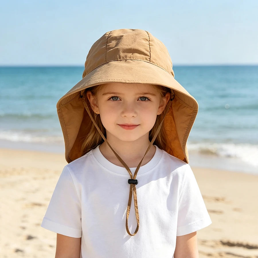 Children's Hat Summer Thin Breathable  Sunshade Hat for Boys, Girls, and Babies Sunscreen Outdoor Big brimmed Neck Protectio