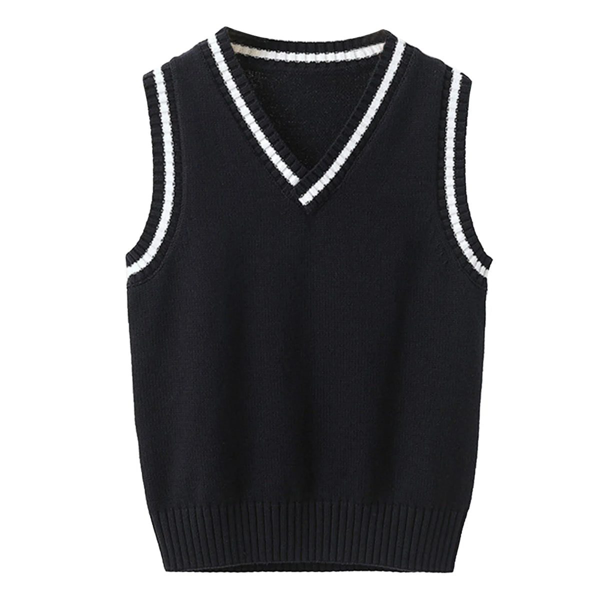 Kids Boys Girls Preppy Style Sweater Vest Fashion V Neck Knitted School Uniform Waistcoat Tops Children Spring Autumn Outerwear