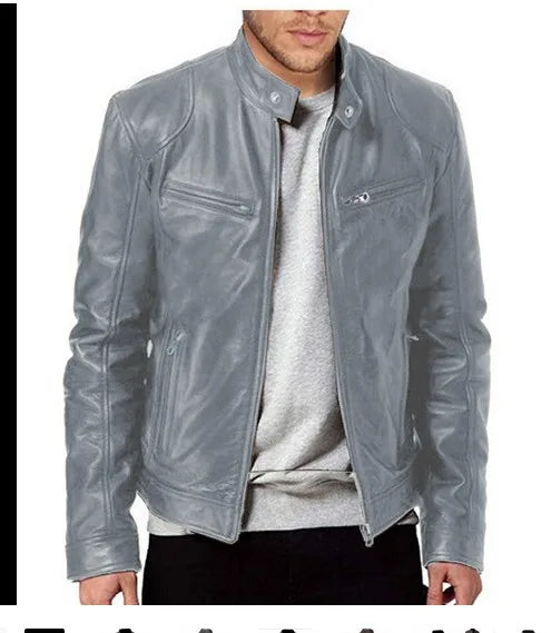 Men Coats Pu Jackets Thick Warm Coat Stand Collar Full Sleeve Zipper Jacket Open Stitch Casual Regular Autumn Winter 2024
