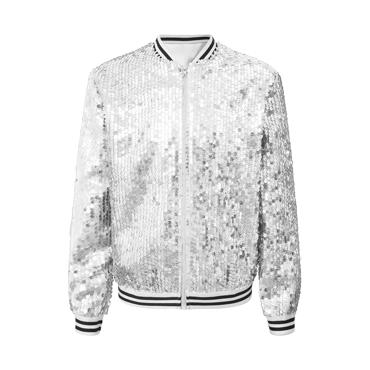 Kids Girls Hip Hop Jazz Dance Coat Long Sleeve Shiny Sequins Baseball Jackets Bomber Outerwear Rave Party Performance Costume
