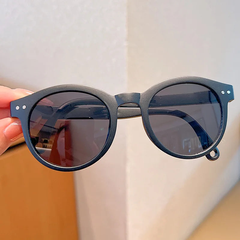 Children'S Colored Sunglasses  Foldable Round Frame Sun Glasses Boys Girls Uv400 Ultraviolet Eyepiece For Ages 2-8 Years Kids