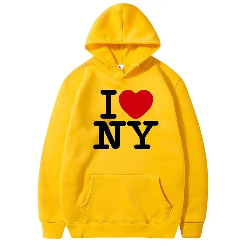 I Love New York Pritned Hoodies Men's and Women's Fashion Casual Hooded Pullover Street Hip Hop Clothing