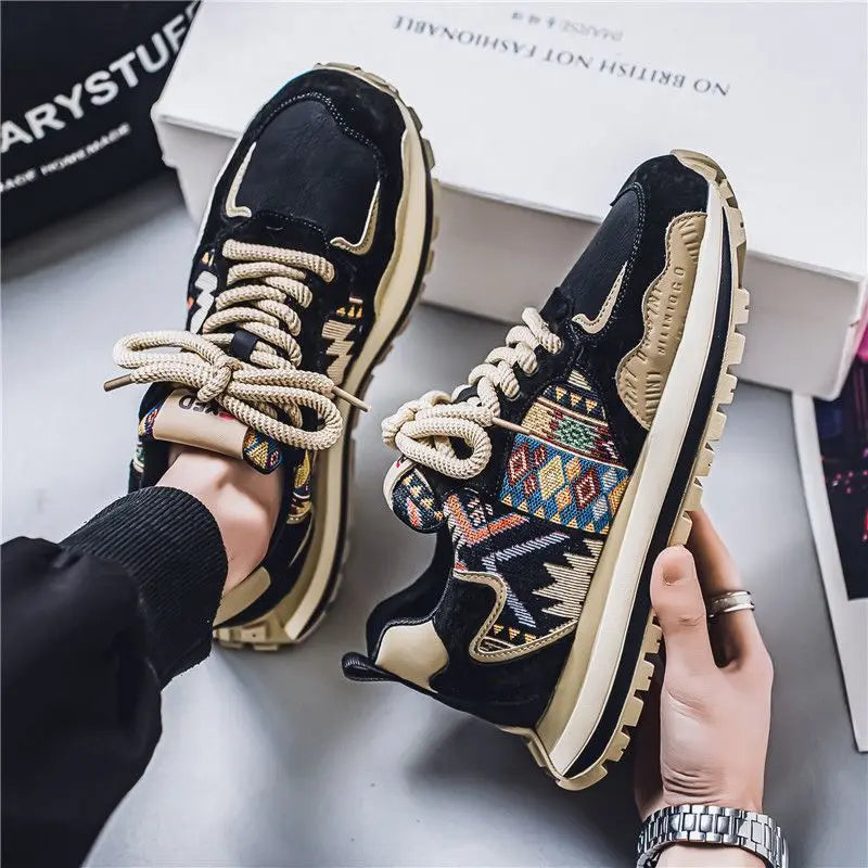 Men's shoes 2026 new spring fabric versatile height increasing thick sole sports and leisure dad shoes