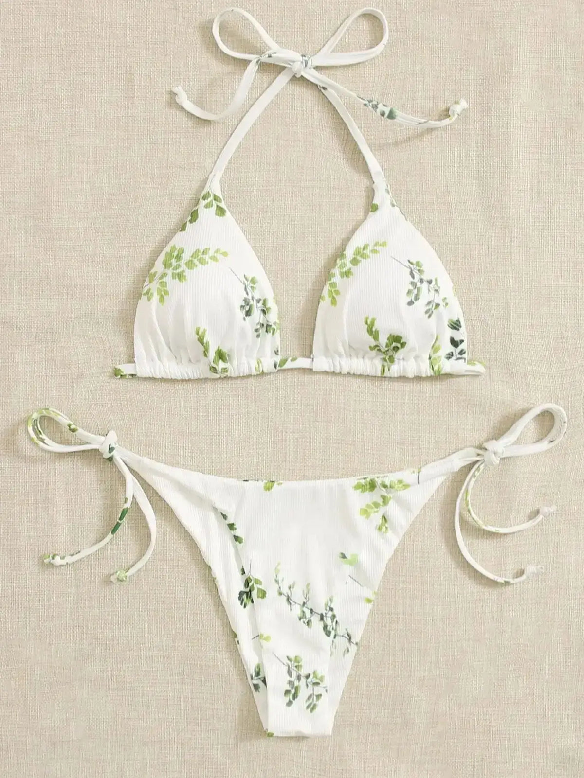 Neck Women's Two-Piece Bikini, Suspender Bra, V Bottom, Women's Swimwear and Apparel