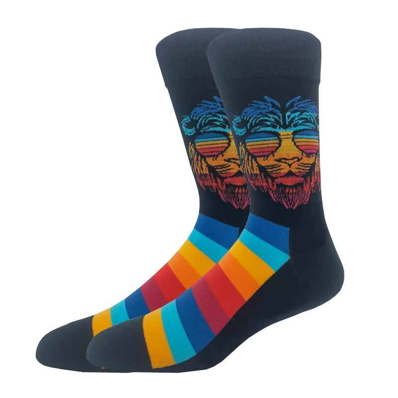Men's Combed Cotton Fashion Hip Hop Man Woman Socks Harajuku Skateboard oil painting with print Happy Socks Funny Gift