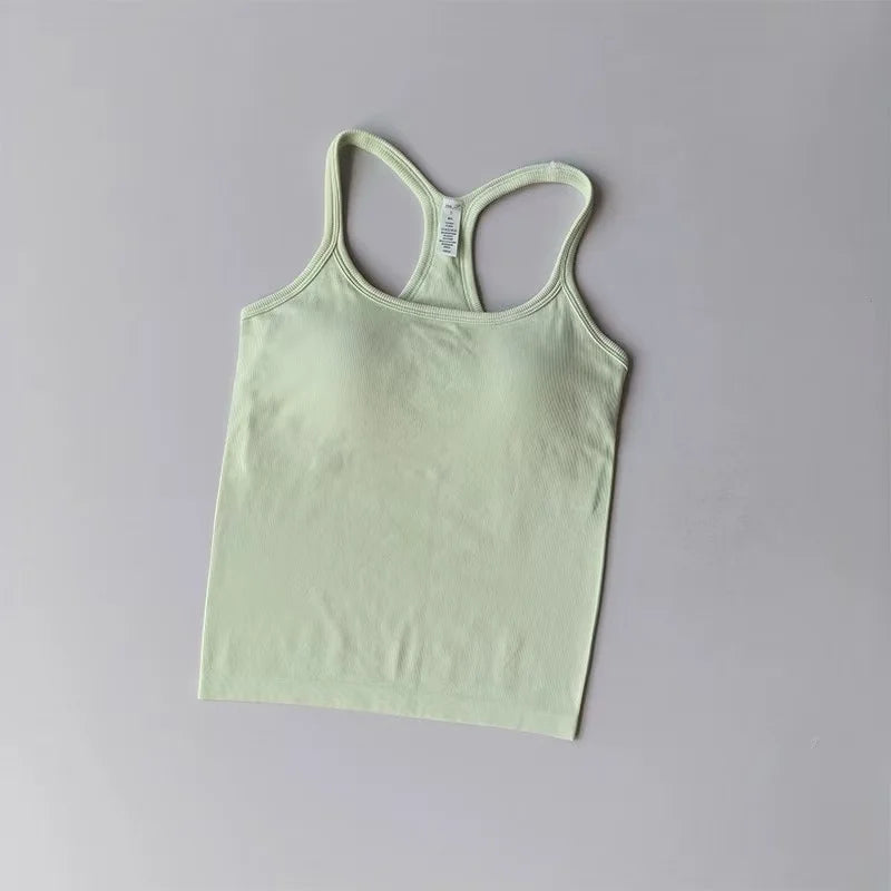 Women's Yoga Wear Sports Bra Shockproof Push-Up Fitness Clothing with Padded Chest Running Outerwear Pilates Tank Top