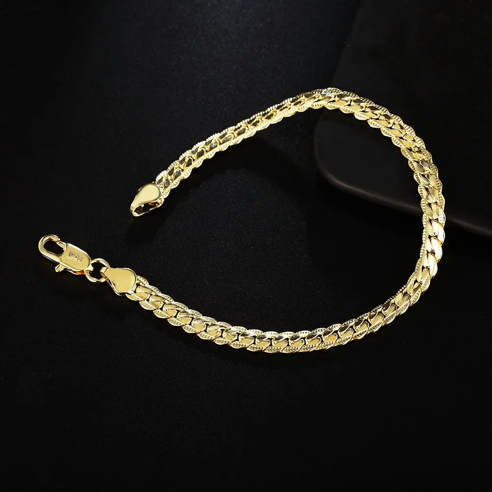 Fashion Gold Or 925 Sterling Silver 5mm Men Jewelry Charm Women Lady Chain Bracelets Wedding Party Gifts
