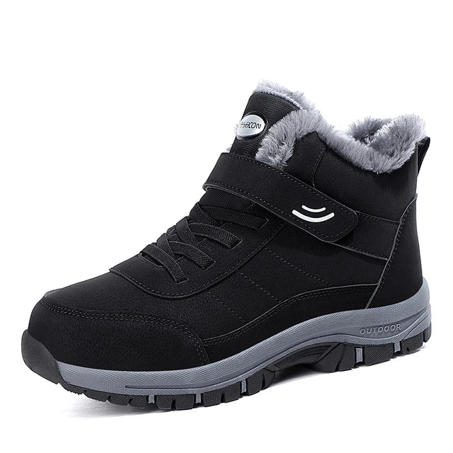 Leather Boots Men Women Shoes Waterproof Boot Man Plush Keep Warm Outdoor Ankle Boots Military Combat Boots Walk On Ice Sneakers