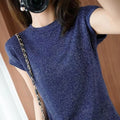 Commuter Joker Bright Silk Round Neck Ice Silk Short-Sleeved T-Shirt Women's Summer Thin Loose Slim Plus Size Vest Sweater