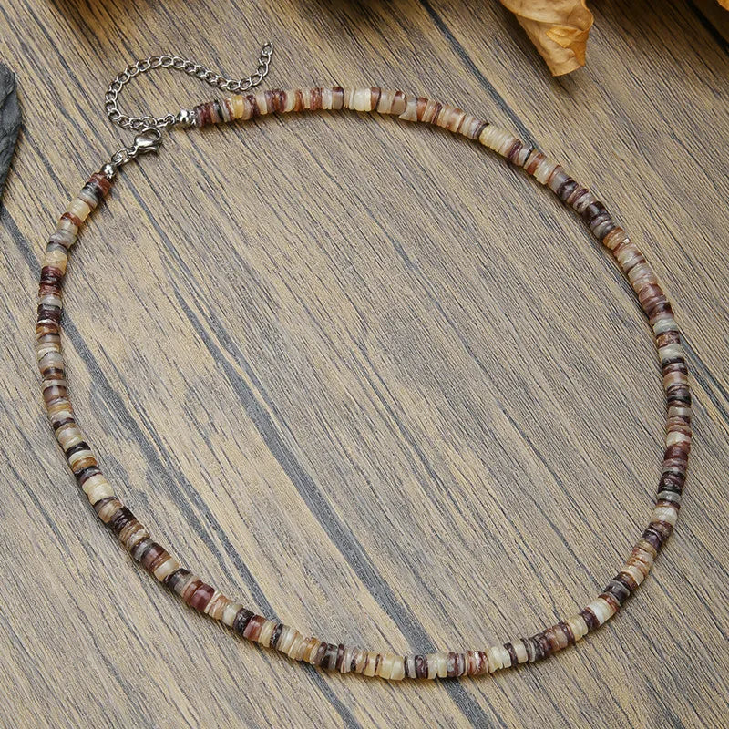 Trendy Natural Stone Beaded Necklace For Men Vintage Stainless Steel Geometric Pendant Necklace Men Jewelry