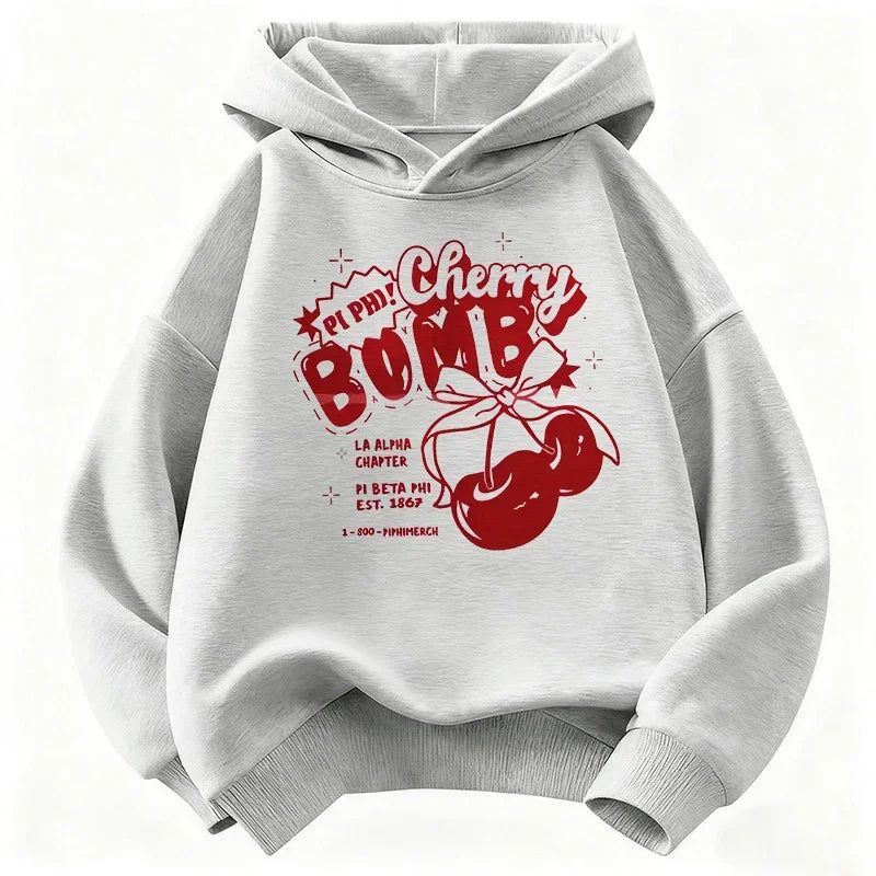 Y2k Girls Hoodie Cherry Design Children's Sweatshirt Cute Hoody for Boys Girls Autumn Winter Casual Hoodies Kids