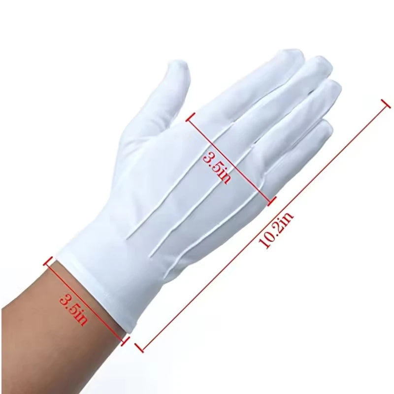 White Cotton Gloves for Men Formal Tuxedo Uniform Gloves Honor Guard Parade Ceremony Costume Cosplay Coin Jewelry Butler Glove