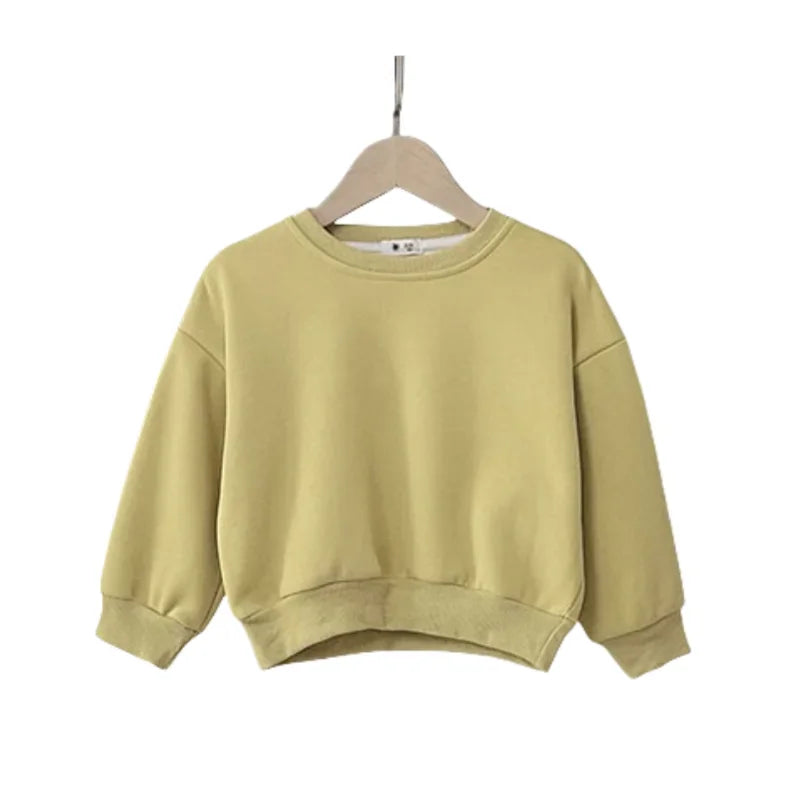 Children's Hoodies 1-7 Y Boys Solid Simple sweatshirt Girls O-neck Pullover 6 Colors Spring Autumn Teenage Casual Tops