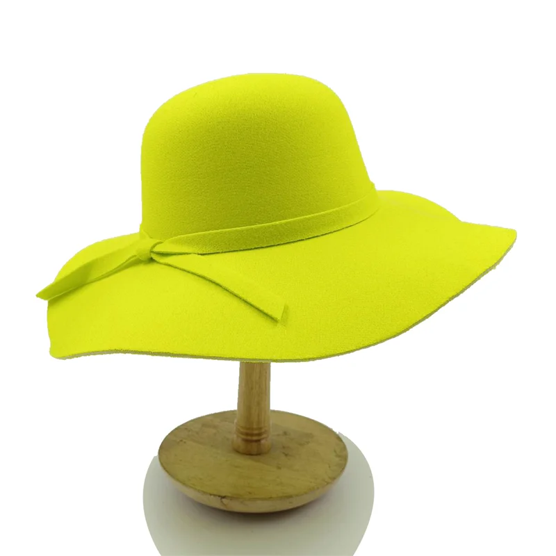 Women Hat  Autumn Winter Vintage Floppy Hat Women Elegant Felt Fedora Hat Wide Brim Sun Cap British Style Fedoras Felt Floppy