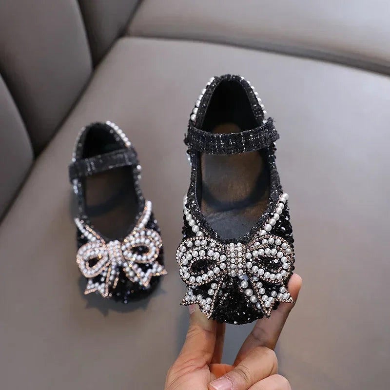 Kids Girls Sandals Fashion Sequins Rhinestone Bow Girls Princess Baby Girl Shoes Children Flat Sandals Size 21-36