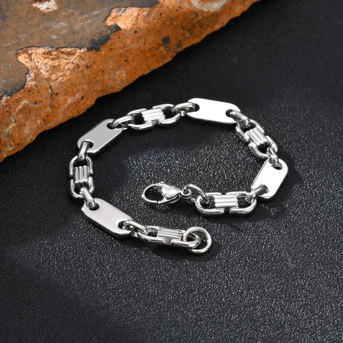 Trendy Classic Stainless Steel Bracelet for Men, Geometric Handmade Chain Bracelet, Fashion Jewelry Gift for Him ﻿