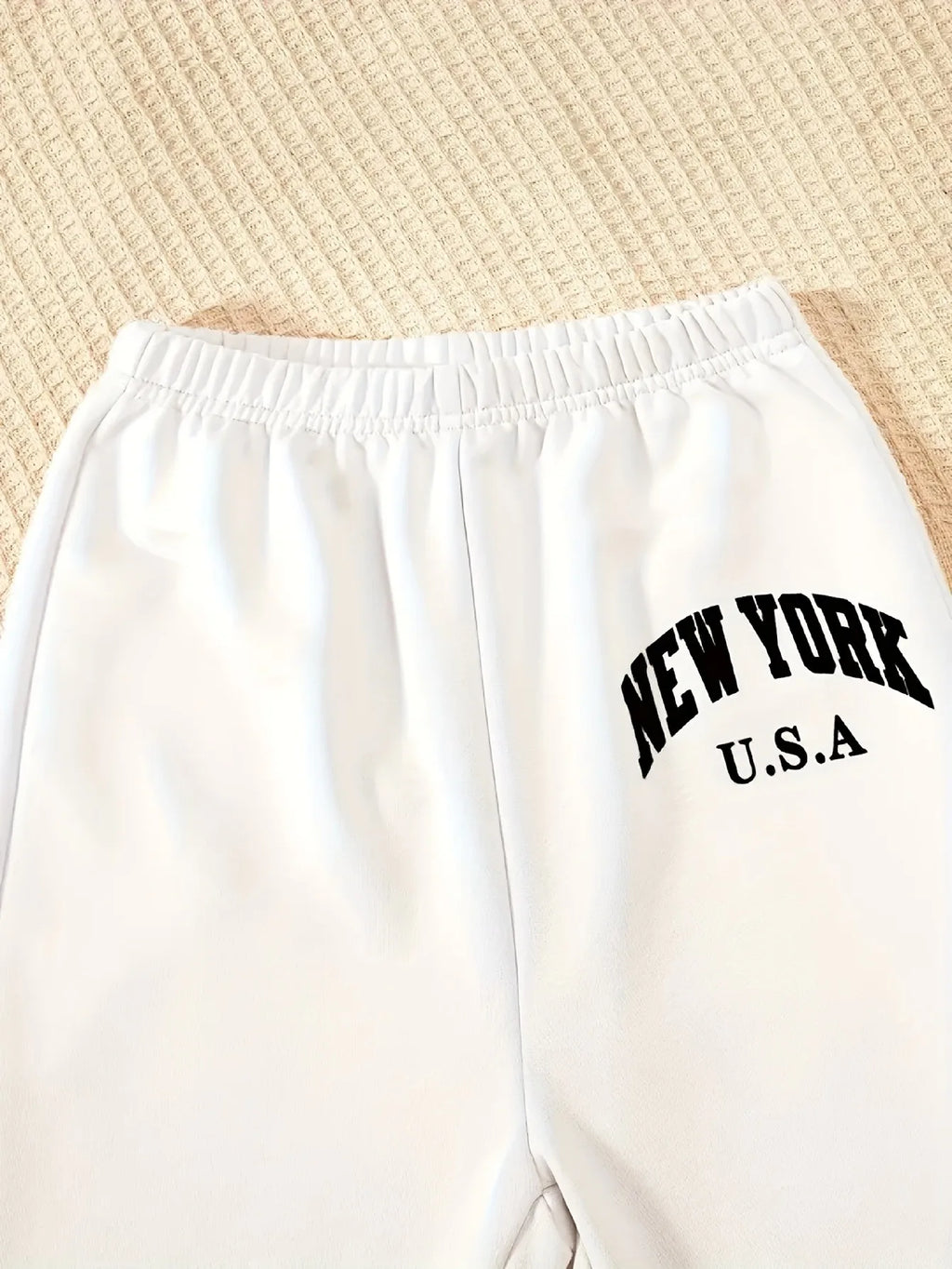 Girls 3-Piece "New York" Outfit - Black Cropped Hoodie, White Cami Top & Jogger Pants Set for Kids