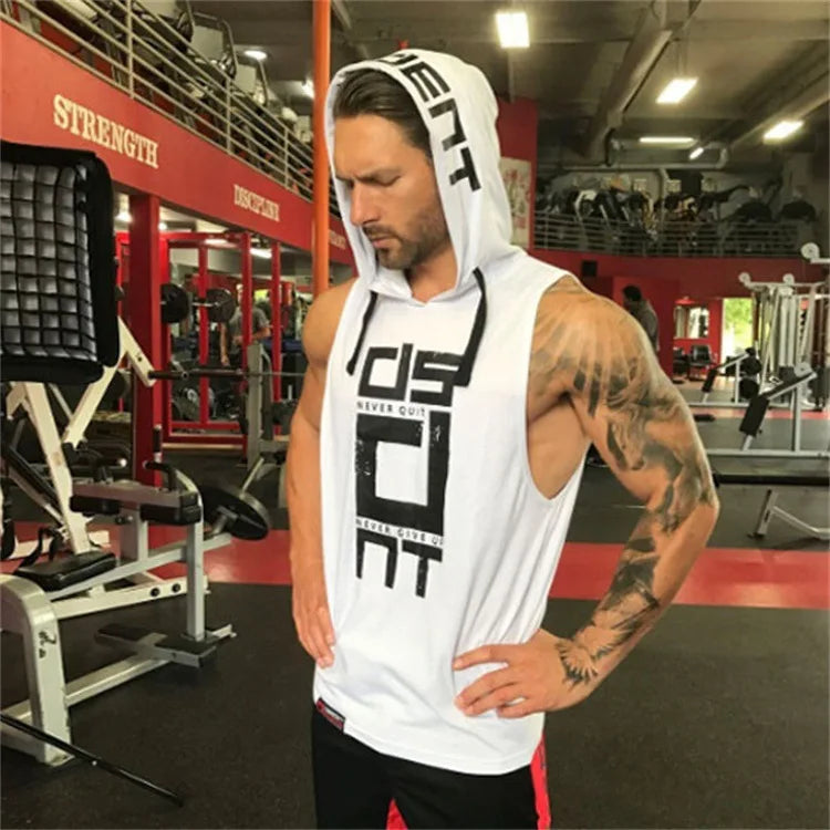 Mens Street Corner Pullovers Fitness Sport Sleeveless Hoodies Gym Bodybuilding Running Training Jogging Cotton Casual Sportswear