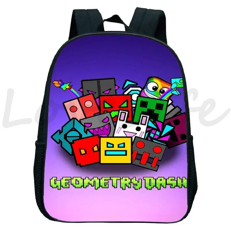 Children Backpack Anime Small Bookbag Kids Cartoon School Bags  Angry Geometry Dash Kindergarten Backpacks Boys Girls Rucksack