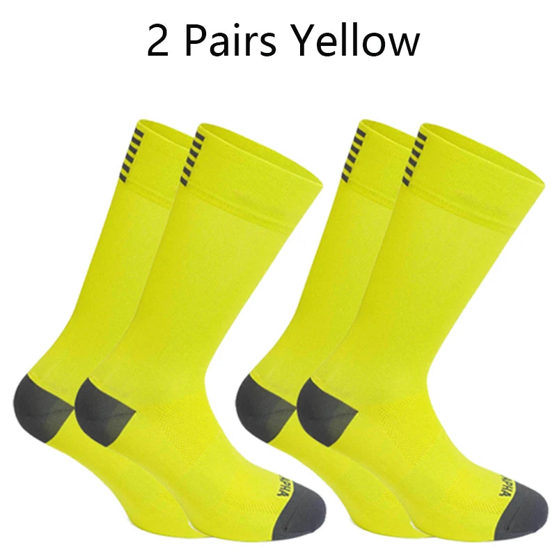 2 Pairs Cycling Socks Men Mesh Breathable High Quality Professional Competition Brand Sport Running Socks Road Bicycle Socks