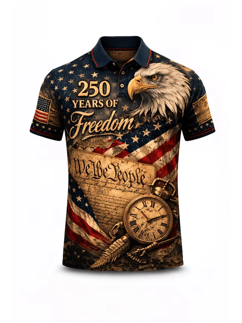 American Flag Eagle Print Couple Men's Polo Shirts Women USA Star Striped Patriotic Casual Sportswear For Independence Day