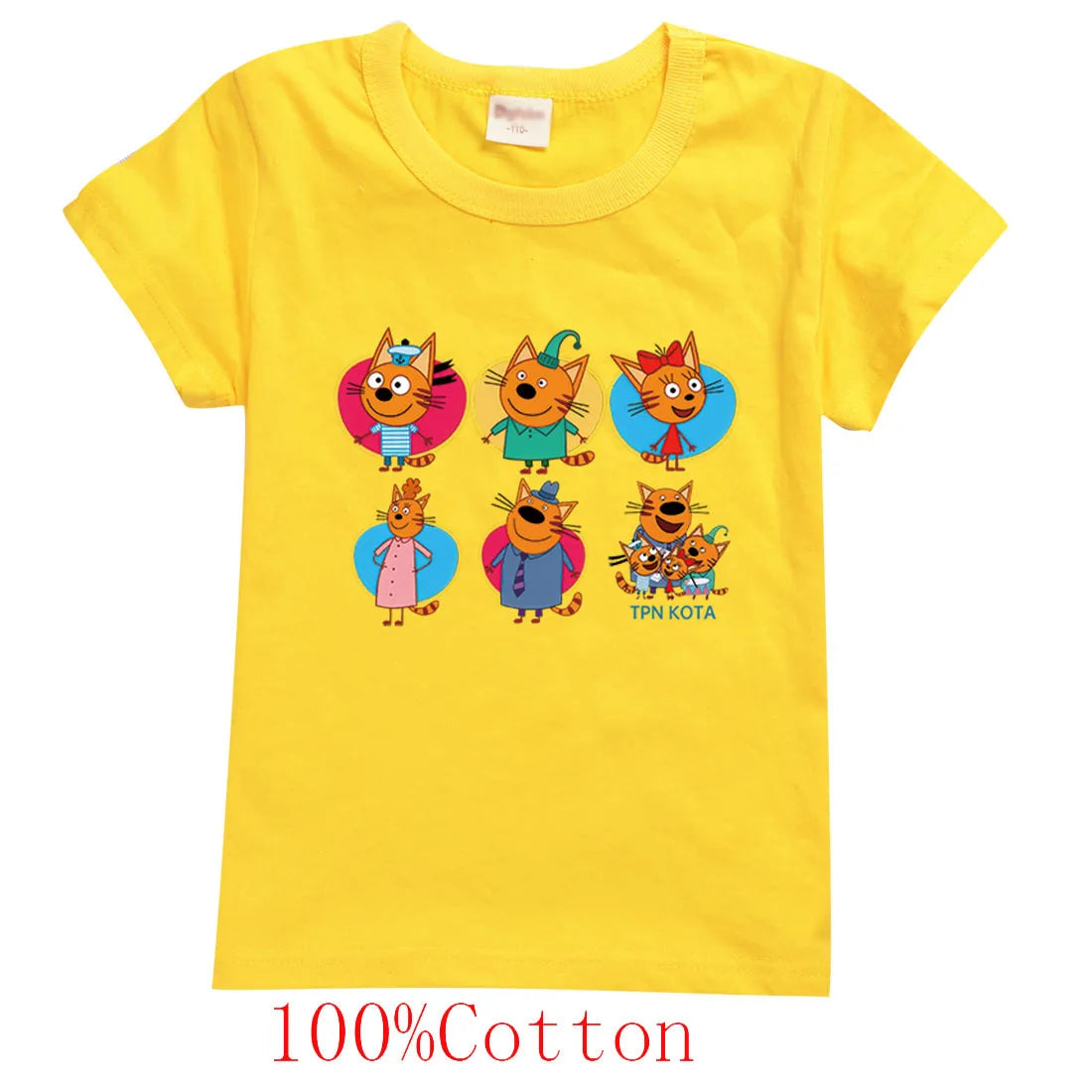 New Cartoon Kid-e-cats T Shirt Kids Three Kitten Russian Print Clothes Boys Summer Short Sleeve T-shirts Baby Girls Fashion Tops