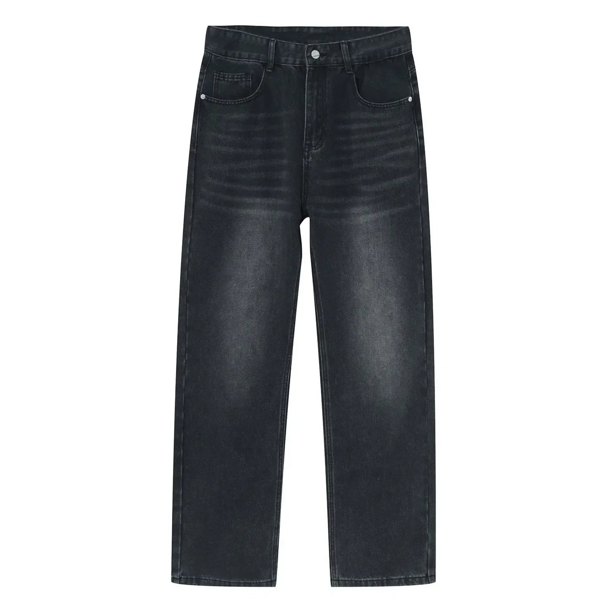 Business Men Jeans Casual Straight Stretch Pants Black and White Basic Fashion Classic Simple Work Denim Trousers Male Clothing