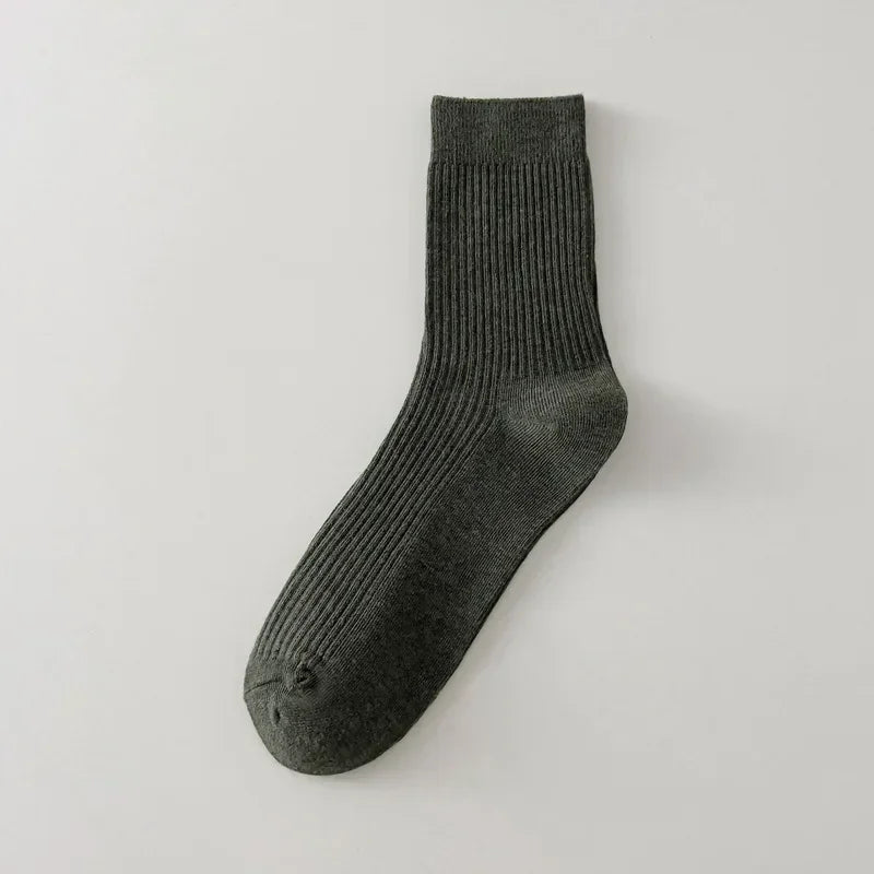 Mens Socks Casual Fashion  Men Business Male Breathable Elastic Cotton Long Socks Solid Color Black Blue Gray SocksAutumn Winter
