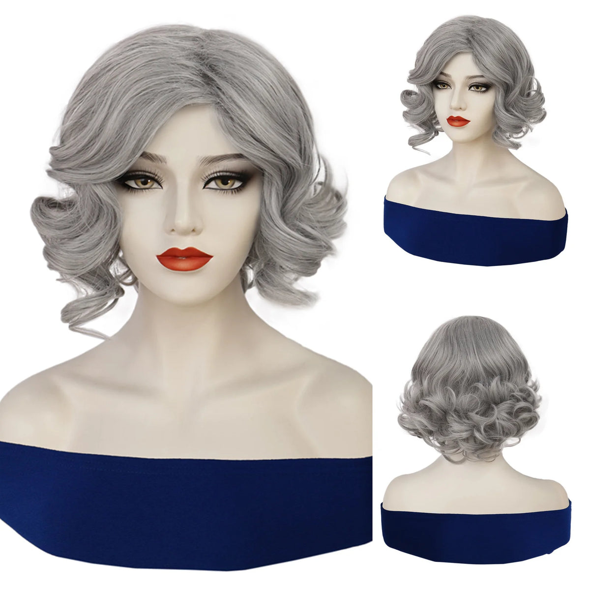 Women 1920s Wave Wig Vintage Flapper Multi Colored Cosplay Wig Synthetic Short Curly Hair Halloween Party Prop