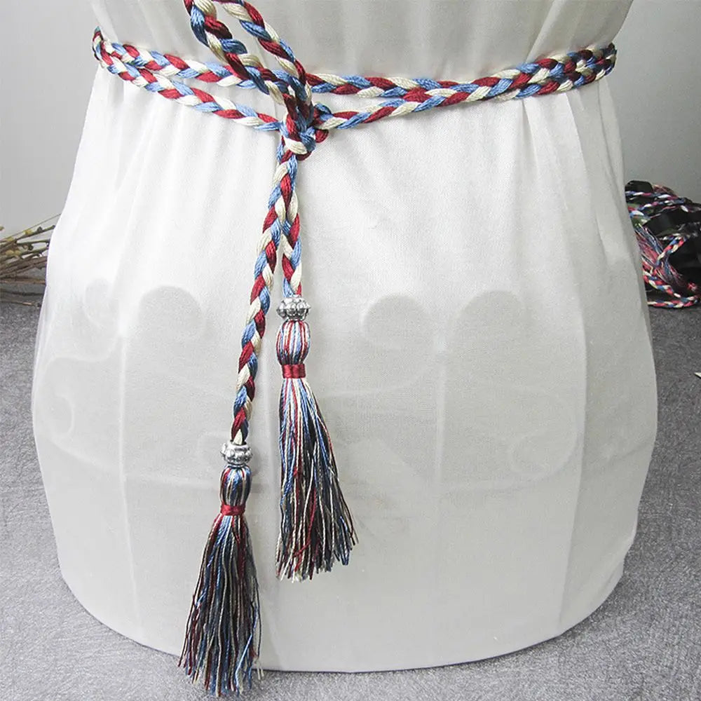 Women 160cm Bow Dress Waistband Tassle Waist Chain Braided Belts Tassles Belts Waist Rope
