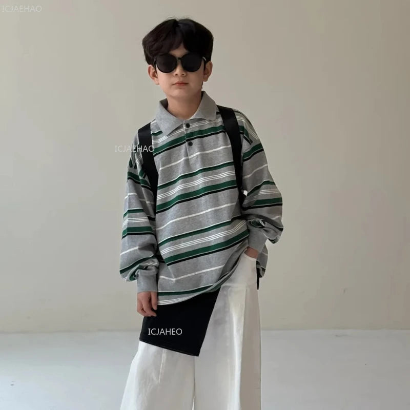 Kids Shirt Clothing Unisex Striped Long Sleeve Tops children Casual Wear Toddler Boys Girls Children Outfit  Autumn Costumes