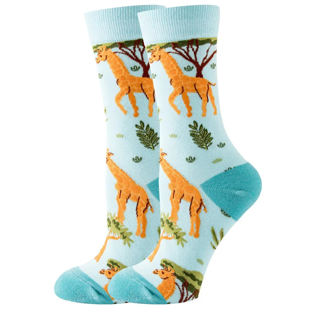 Cute Women Socks Cartoon Animal Food Fruit Socks Kawaii Funny Trendy Socks Happy Harajuku Casual Autumn Spring Stocking