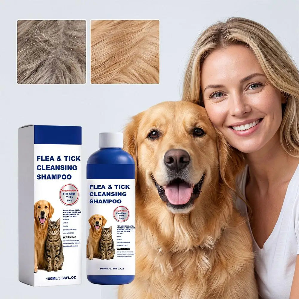 Pet Flea Tick Cleansing Shampoo Effectively Remove Parasites Gentle Smooth Cleaning Deworming Remover Cats Dogs
