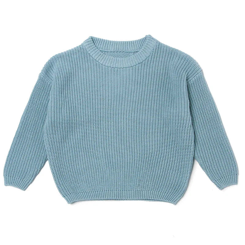 Personalized Baby Cotton Sweater Custom Name Hand Embroidery Knitted Pullover for Boys Girls Autumn Winter Kids Knitwear 0-7T