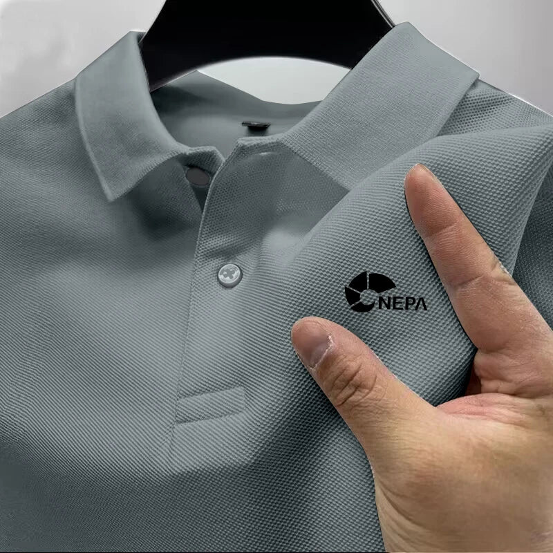 2026 Men's Reflective Polo Shirt, Color Button, Breathable, Casual, Fashionable, Business, Comfort, Summer, Shoes