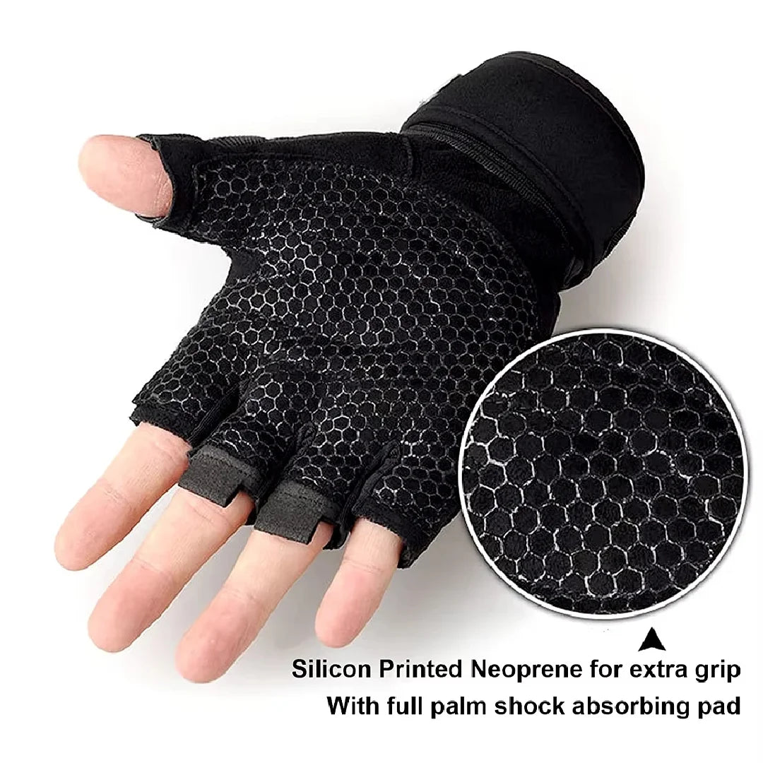 Workout Gloves for Men Women Half Finger Glove with Wrist Wrap for Sport Weight Lifting Training Bicycle Motorcyclist Gym Glove