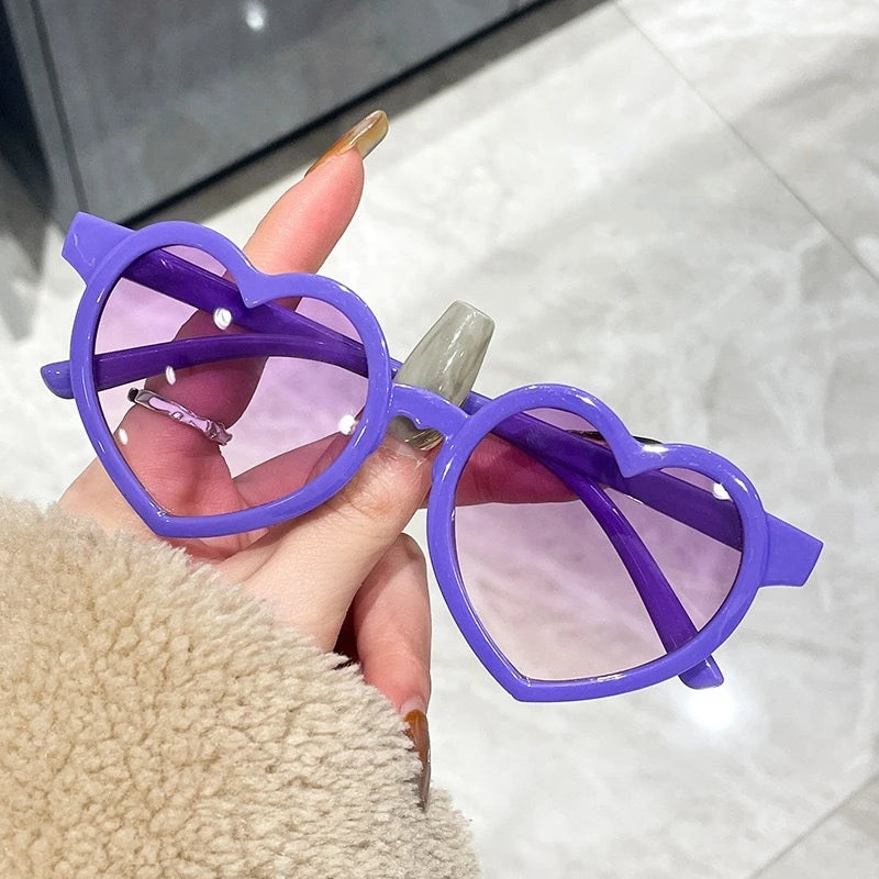 Trendy Heart-Shaped Kids Sunglasses Candy Color Children Shades for Baby Eyewear Toddler Boys Girls Sun Glasses UV400 3-12 Years