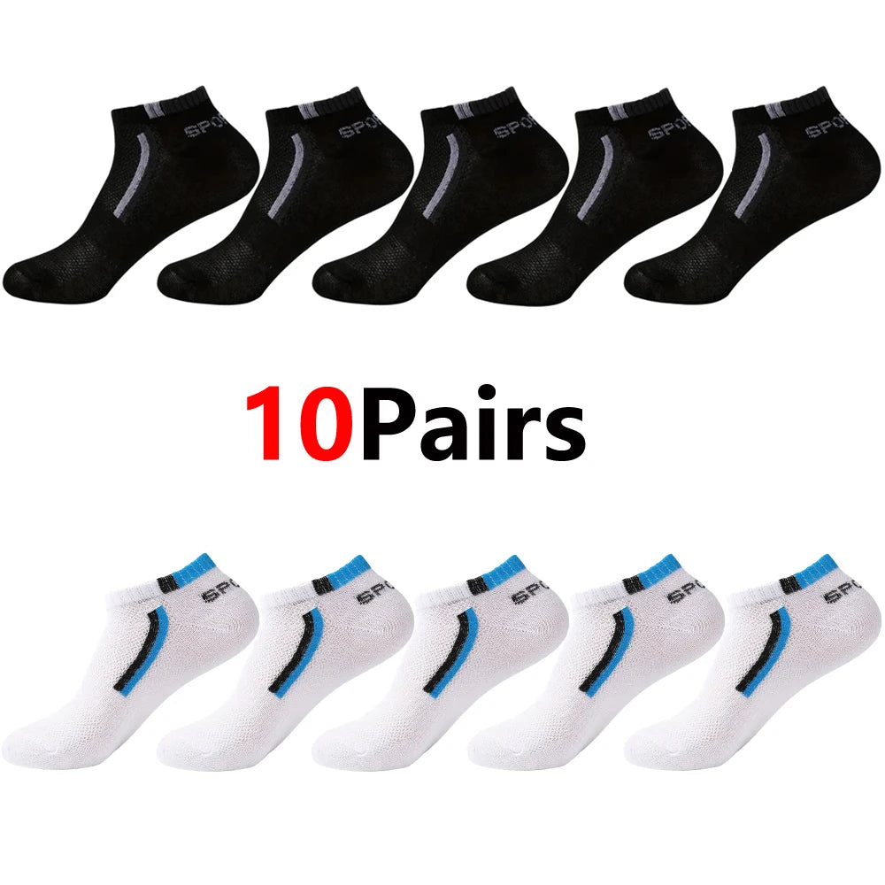 30Pairs Men Socks Mesh Breathable Short Casual Socks Color-block Sports Sock Sports Socks Absorb Sweat Ankle