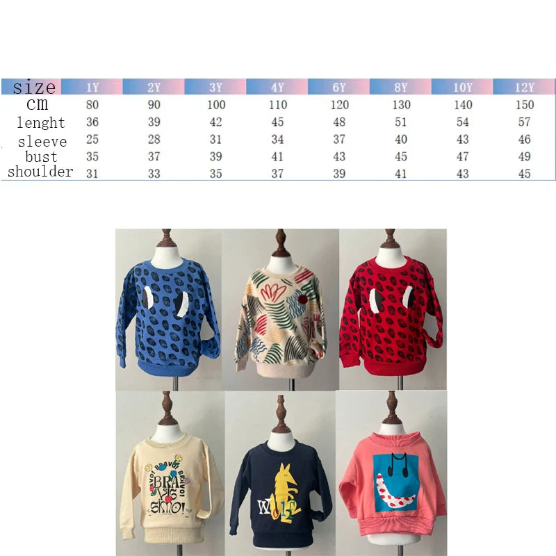 kids sweaters 2025 new autumn boys girls cute print sweatshirts child cotton outwear tops clothing