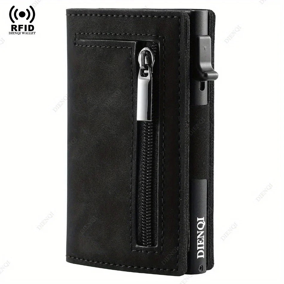 Anti-theft Credit Card Holder Men Wallets Rfid Blocking Aluminum Leather Pop Up Minimalist Wallet Cardholder Wallets for Men