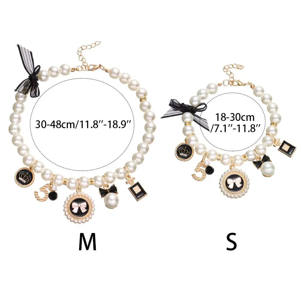 Pet Products Cat Jewelry Cute Collar Dog Cat Princess Bow Necklace Pet Pearl Collar Adjustable