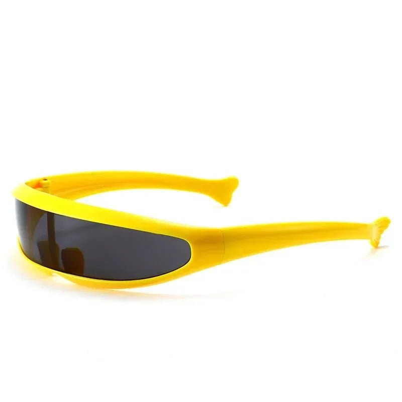 Conjoined Lens Sunglasses Men Women Fishtail Design X Laser Dolphins Mirror Glasses Windproof Goggles Space Robots Eyewear UV400