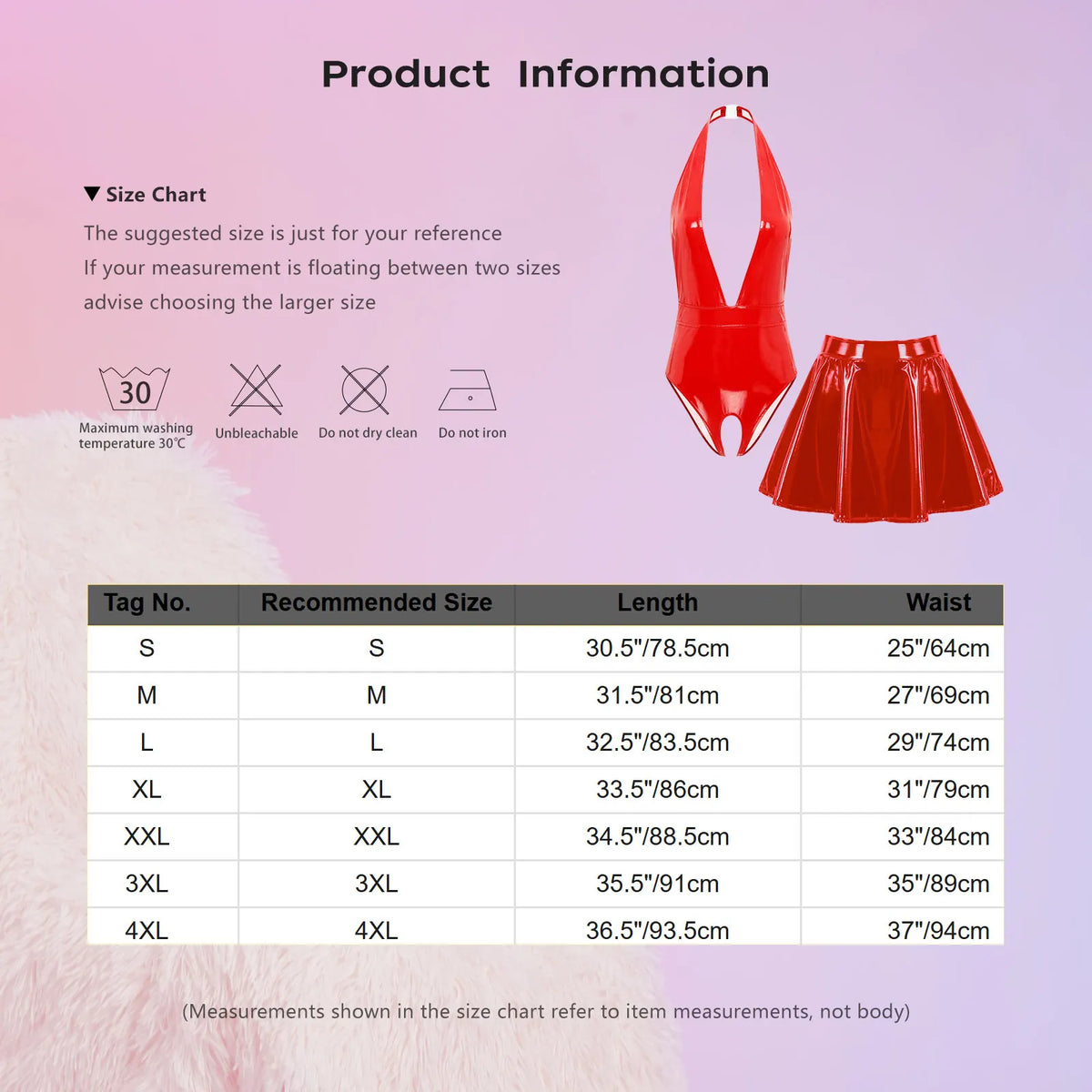 Womens PU Leather Lingerie Outfits Wet Look Halter Deep V Neck Backless Crotchless Bodysuit with Mini Skirt Nightclub Clubwear