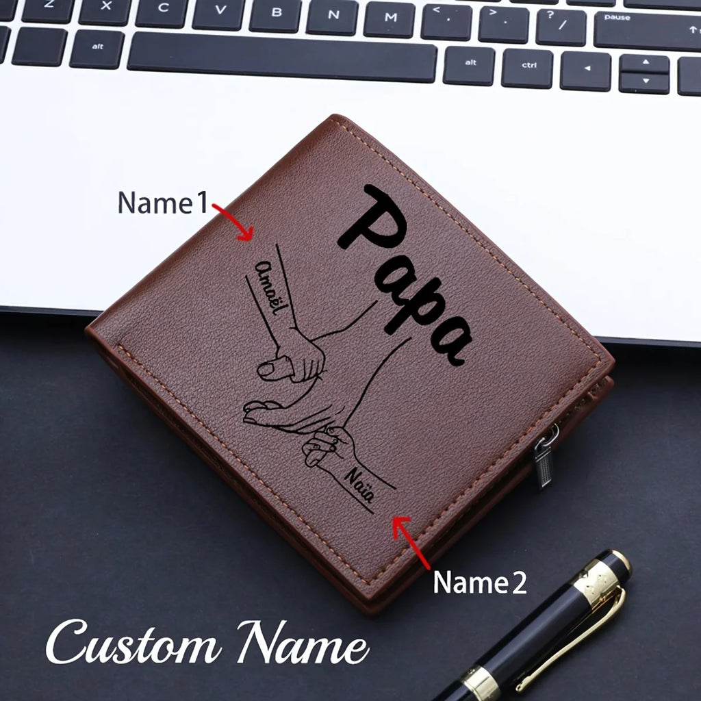 Customized Name Wallets for Men Fashion Leather Card Holder Personalized Name Purse Father's Day Gifts From Wife Daughter Son